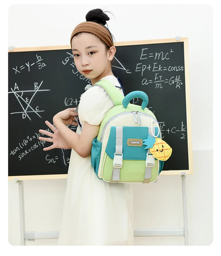 New Large-capacity Backpack Children Kindergarten Backpack Boys Girls Kids Load-reducing Color-blocking Double-shoulder Bag