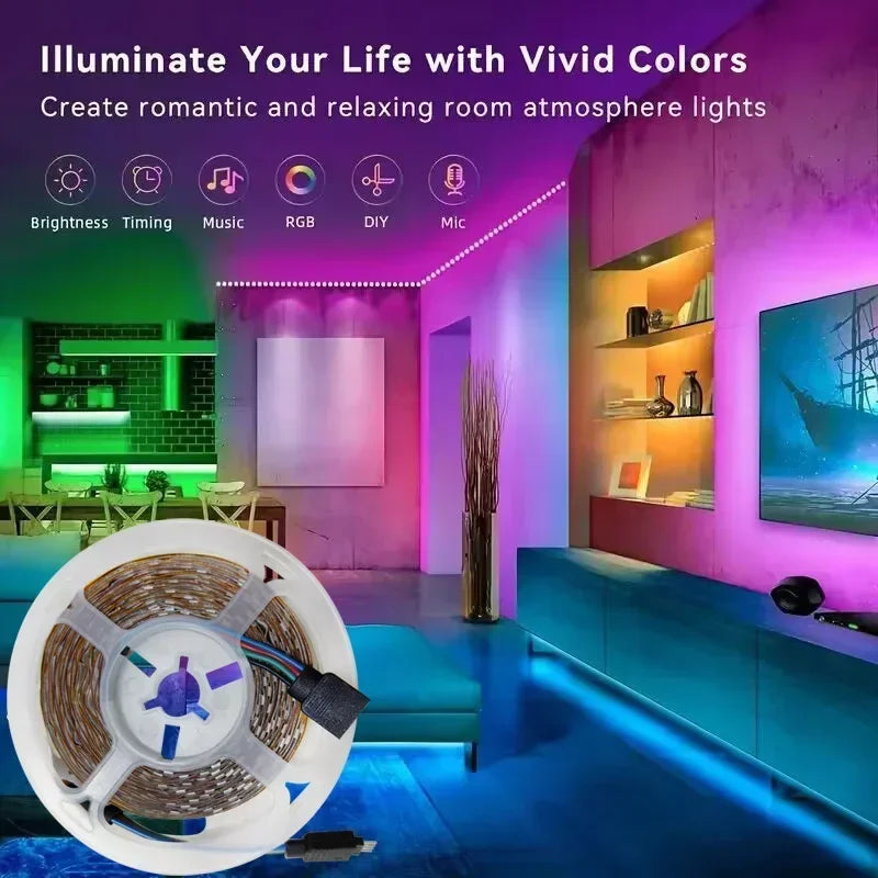 Led Strip Lights For Bedroom 5V 5050 Usb Rgb Tape 1-30M With 44key Remote Holiday Lighting Wall Led Room Decor Lamp Band Ribbon