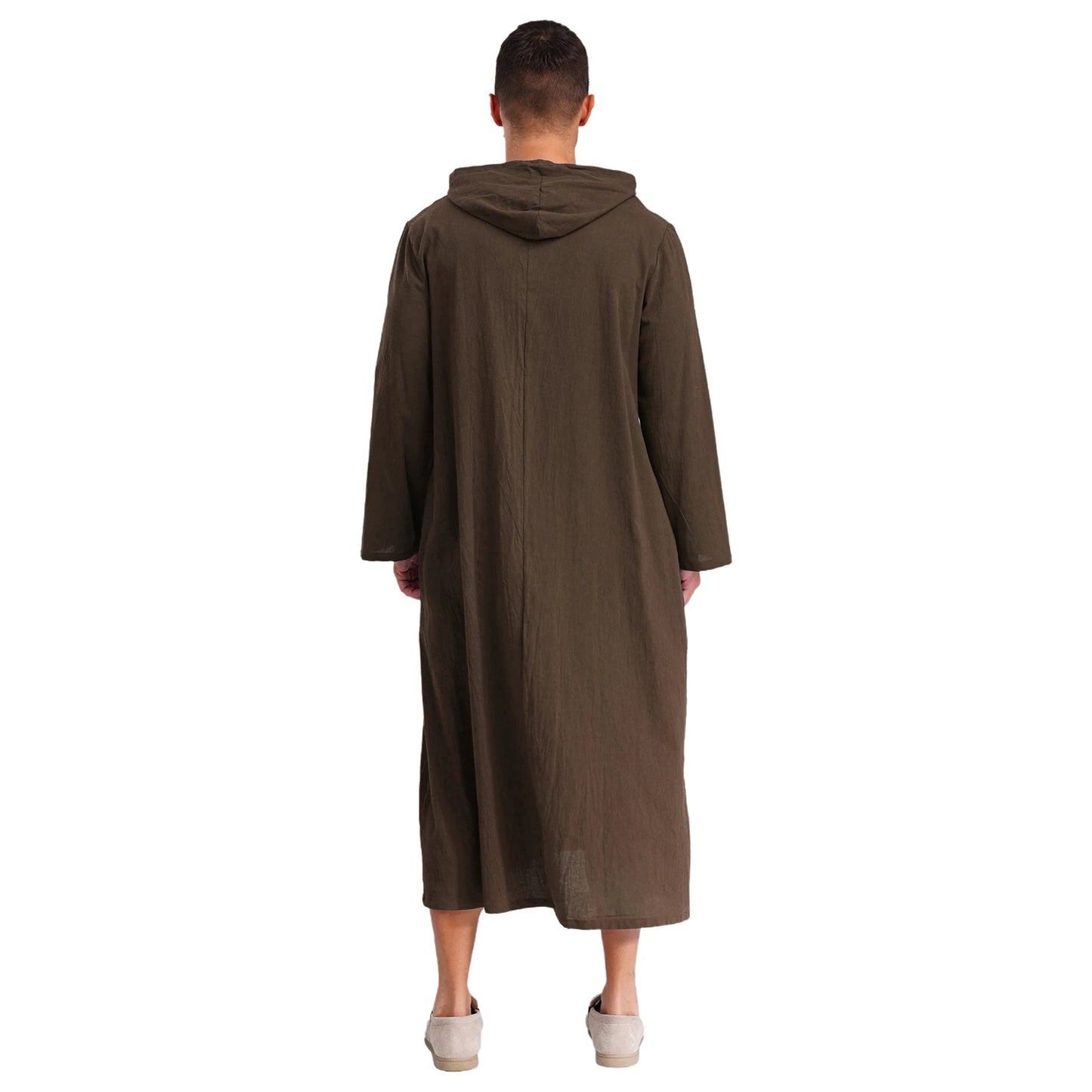 Islamic Kaftan Muslim Jubba Arabic  Thobe Men's Clothing Hooded Long Sleeves Pockest Buttons Long Loose Gown Shirt Dresses