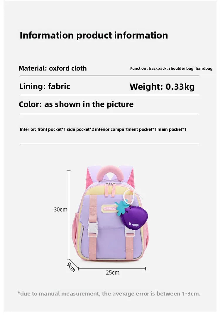 New Large-capacity Backpack Children Kindergarten Backpack Boys Girls Kids Load-reducing Color-blocking Double-shoulder Bag