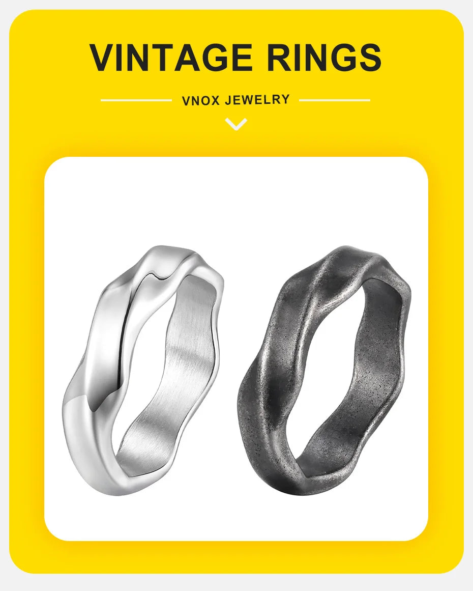 Vnox 2026 New Mobius Ring for Men Boys, Oxidized Twisted Stainless Steel Finger Band,Retro Endless Love Anniversary Gift for Him