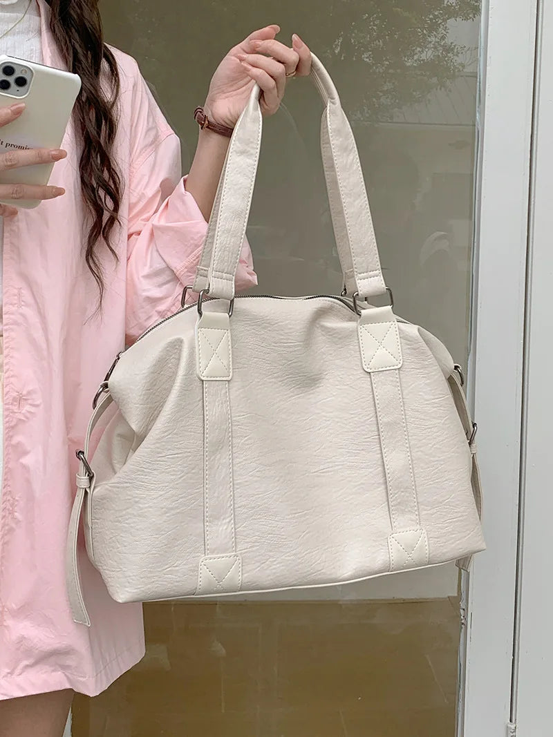 Fashion Tote Bag Leather Women Bag Simplicity Handbag Solid Vintage Shoulder Messenger Bag for Ladies