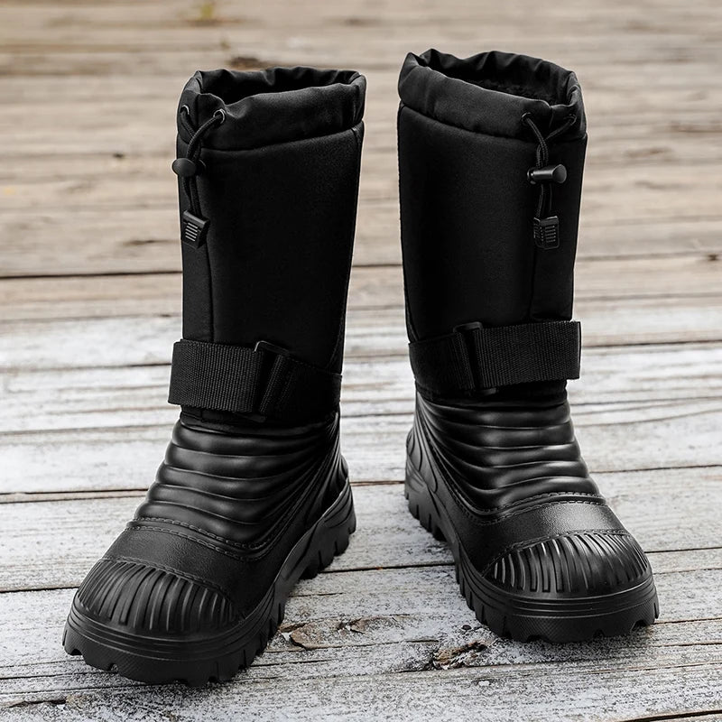 Men's New Snow Boots for Autumn and Winter, Fleece-Lined and Thickened, Cold-Proof, Outdoor Warm, Waterproof, Anti-Skiing, Hiking