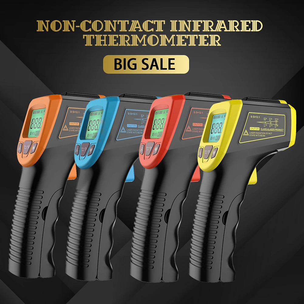 Digital Infrared Thermometer -50~600℃ / -58~1122℉ Contactless Temperature Tester IR Laser Pyrometer LCD Non-Contact Pyrometer