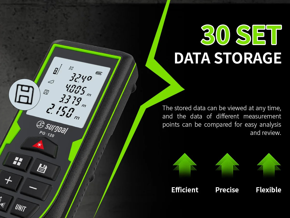 SG SURGOAL 120m Green Laser Rangefinder with Digital Level Rechargeable Laser Distance Meter Tape