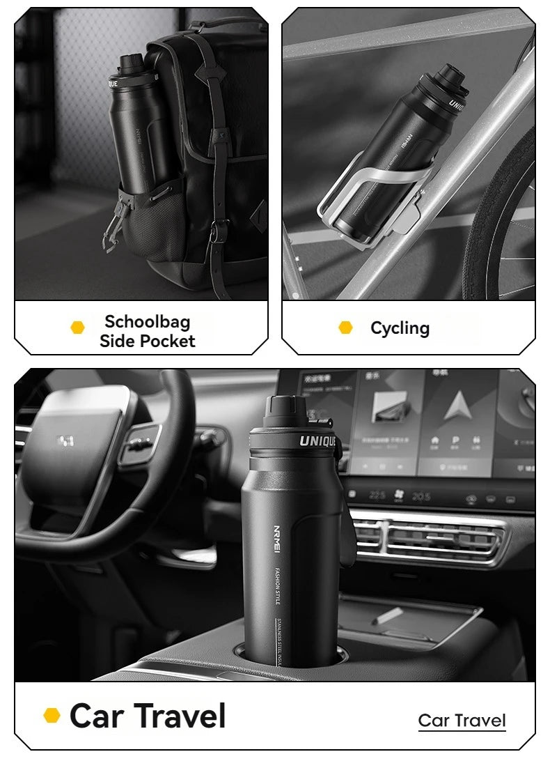 1L Insulated Stainless Steel Bottle Thermos Water Cup Qutdoor Sports with Handle Vacuum Double Wall Flasks