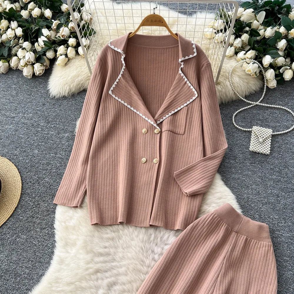 Pants Set Women Two Piece Sets Hooded Matching Sets Sweatshirts Long Pants High Waist Knitted Splice Y2k Casual Jogger 2025