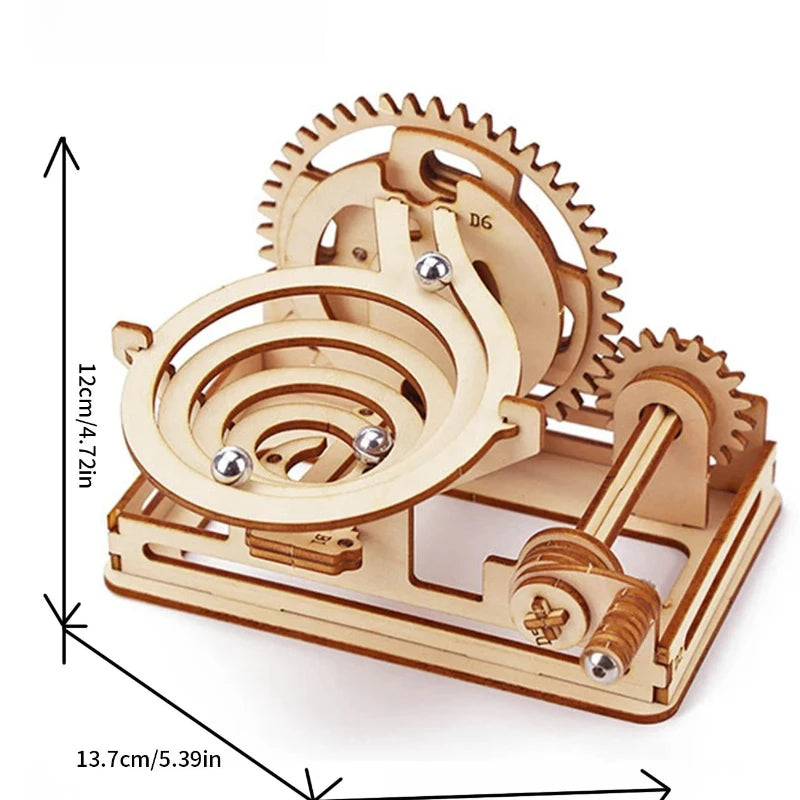 Spiral Marble Run 3D Wooden Puzzles DIY Model Building Kits with Mechanical Puzzles 