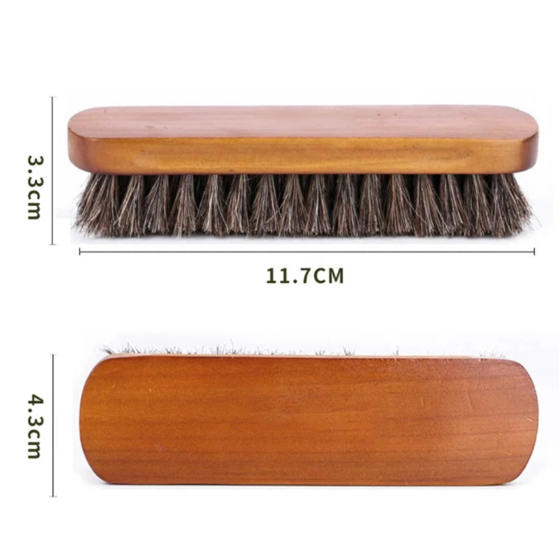 1PC Horse Hair Wood Shoe Brush for Leather Care, Dashboard Detailing and Polishing
