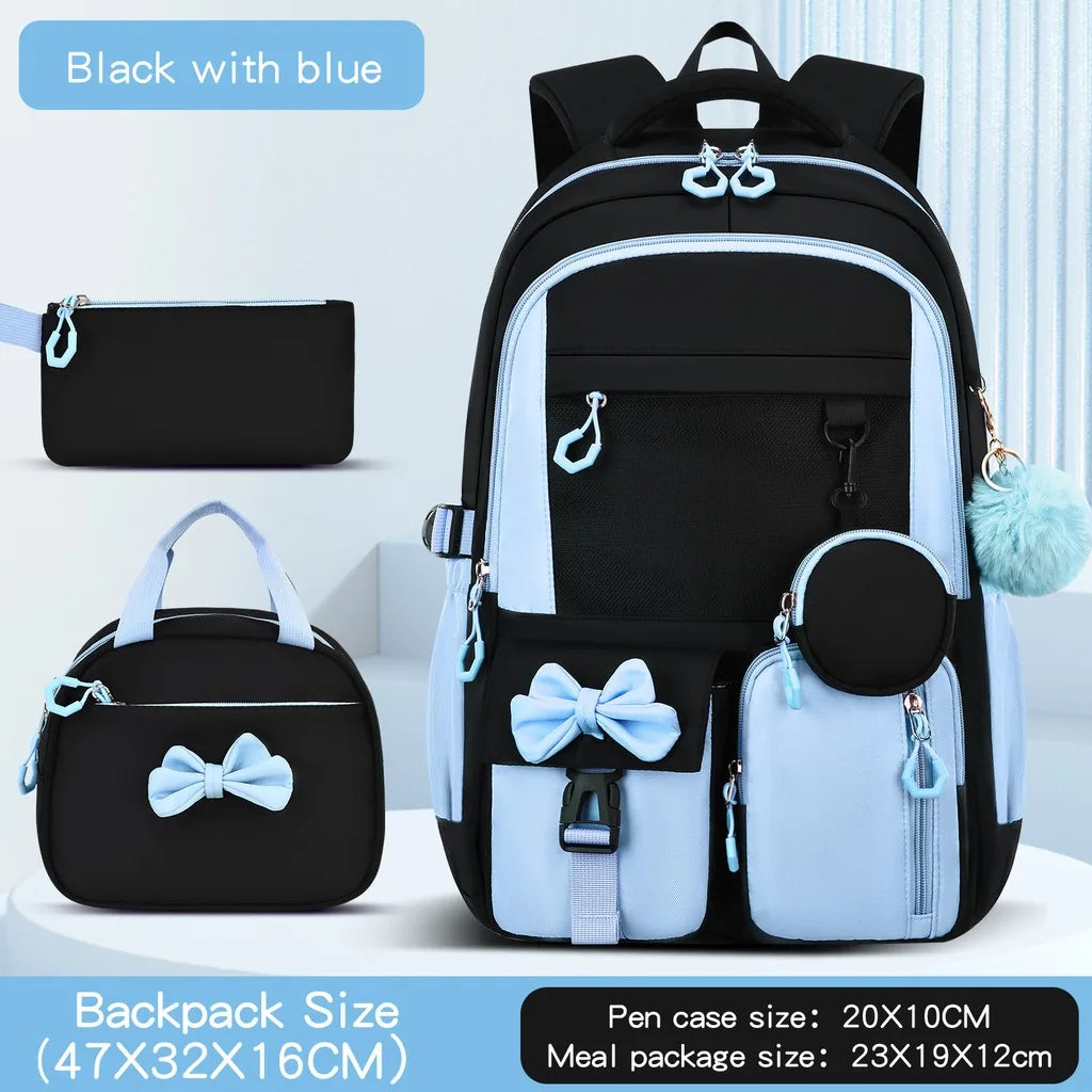 School Bags Ergonomic 3 Piece School Bag Set Pencil Pouch Large Capacity School Backpack For Campus Study After-School Short