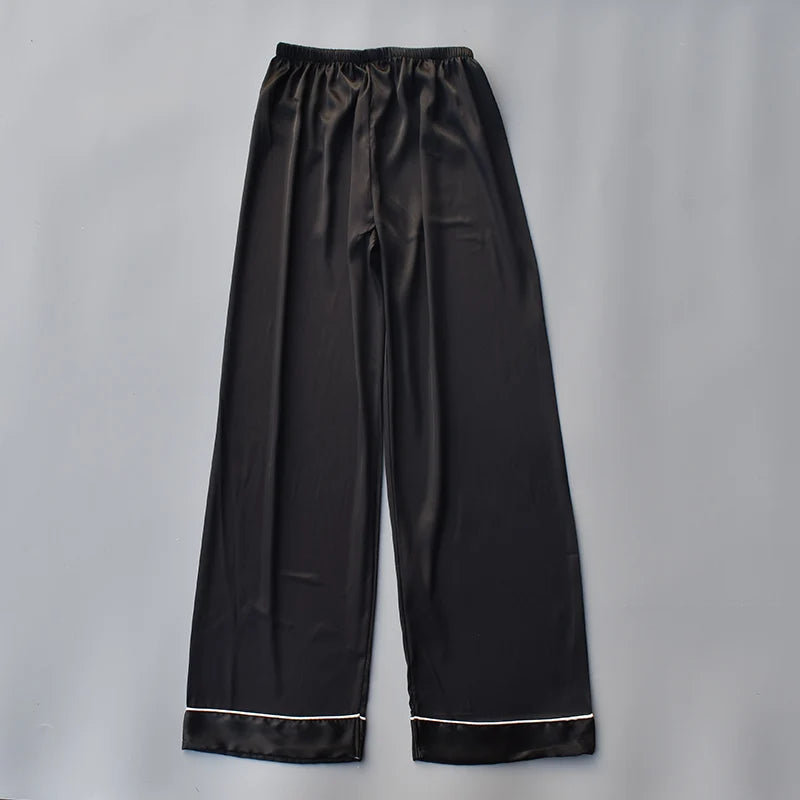 Pajama Pants For Women Silk Satin Trousers Stripes Thin Loose Plus-size Ice Home Pants Night Wears Sleep Bottoms For Female