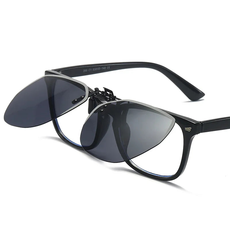 Polarized Clip Sunglasses Men Women Flip Up Photochromic Driving Glasses Mirrored Sun Glasses UV400 Night Vision Fishing Goggle