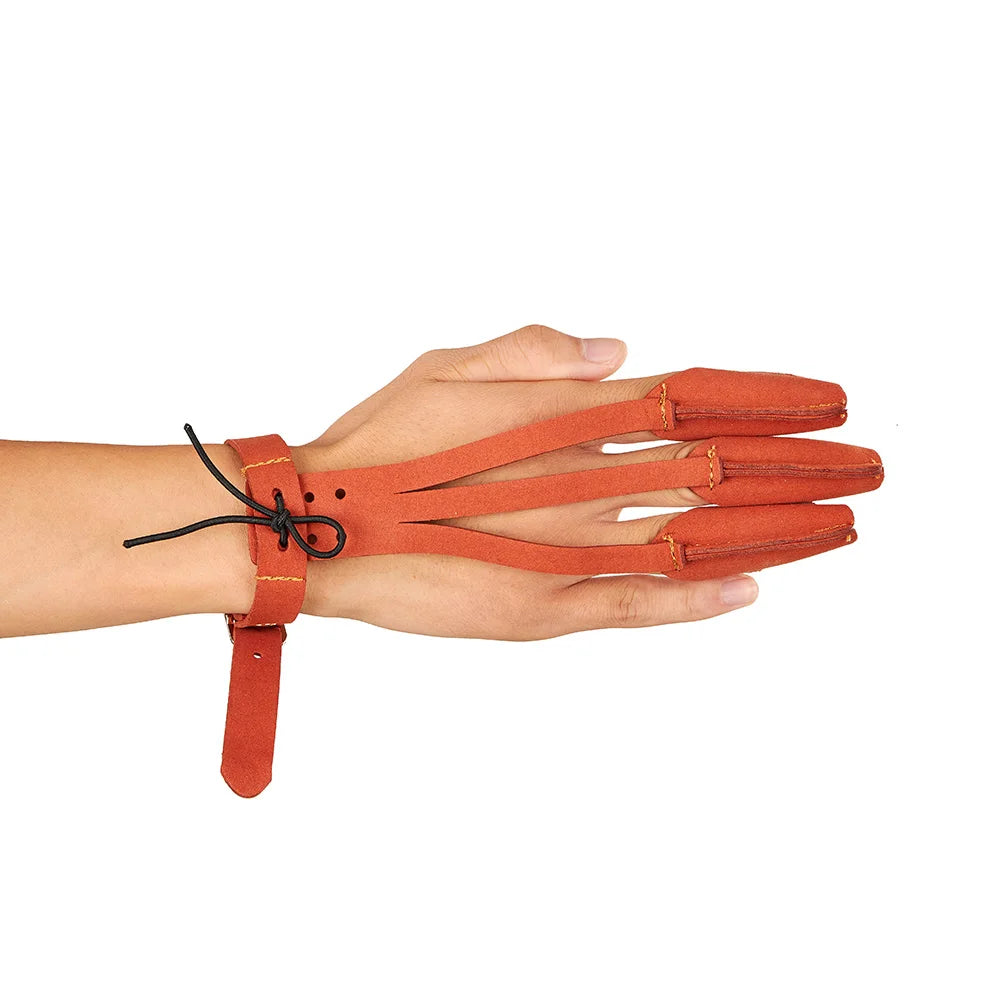 Archery Arm Finger Guard Leather Handguard Protector Adult 3 Finger Glove Left Right Hunting Shooting Safety Anti Slip Protect