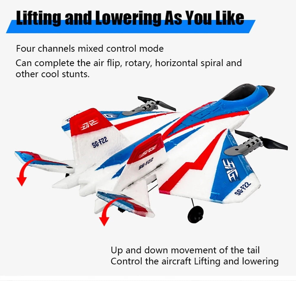 RC Plane F22 Stunts Plane 2.4G Radio Control Glider Remote Control 3D Plane Glider Airplane EPP Foam Boys Toys for Children