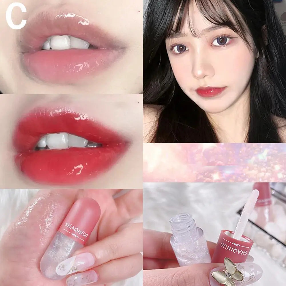 4Colors Lip Gloss Set Water-Gloss Lip Glaze, Moisturizing, Waterproof, Non-Stick Cup, High Pigment & Long-Lasting