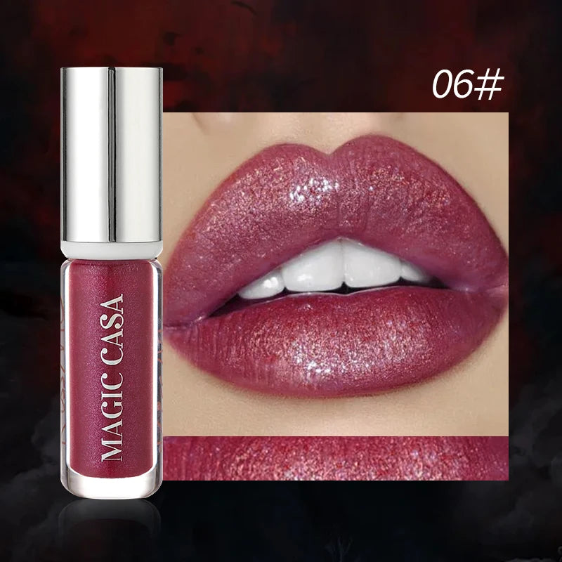 Diamond Pearlescent Vampire Lip Gloss Long Lasting Moisturizing Waterproof Non Fade Halloween Makeup Shimmer Lipstick