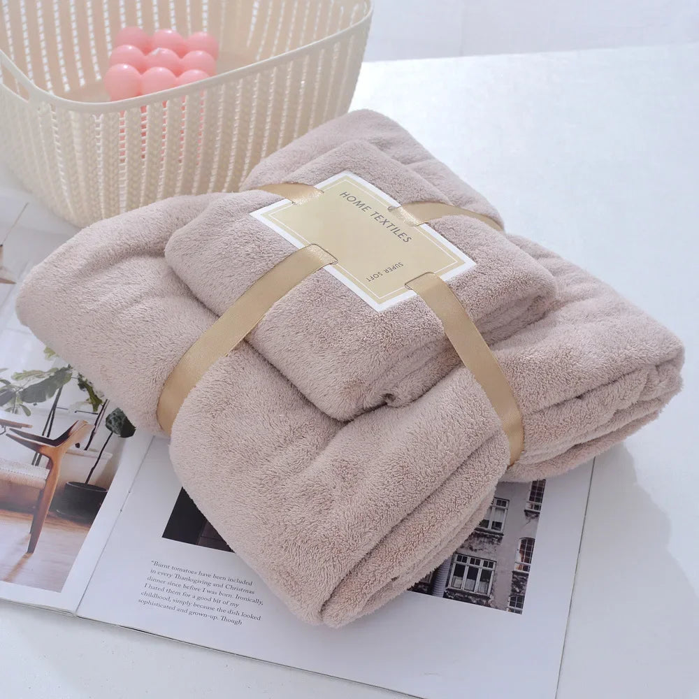 Cotton Bath Towels for Adults, 70x140cm 35x75cm 2pcs, High Absorbent Soft Bath Towel + Face Towels, Luxury Super Large Towel Set