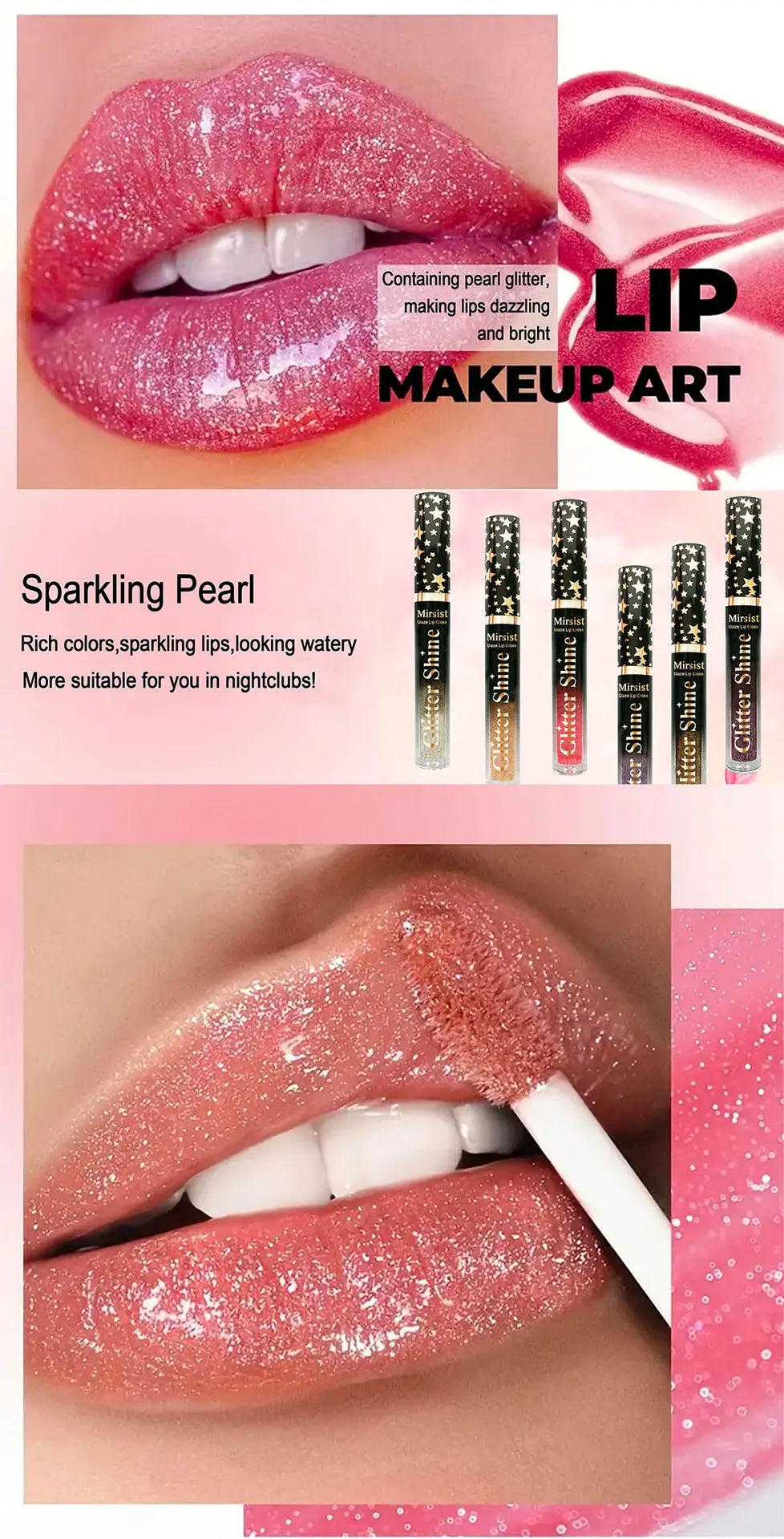 6pc Moisturizing Pearl Lip Glaze Set Watery Hydration Lip Gloss Transfer Resistant Long Lasting Vivid Color Liquid Lipstick