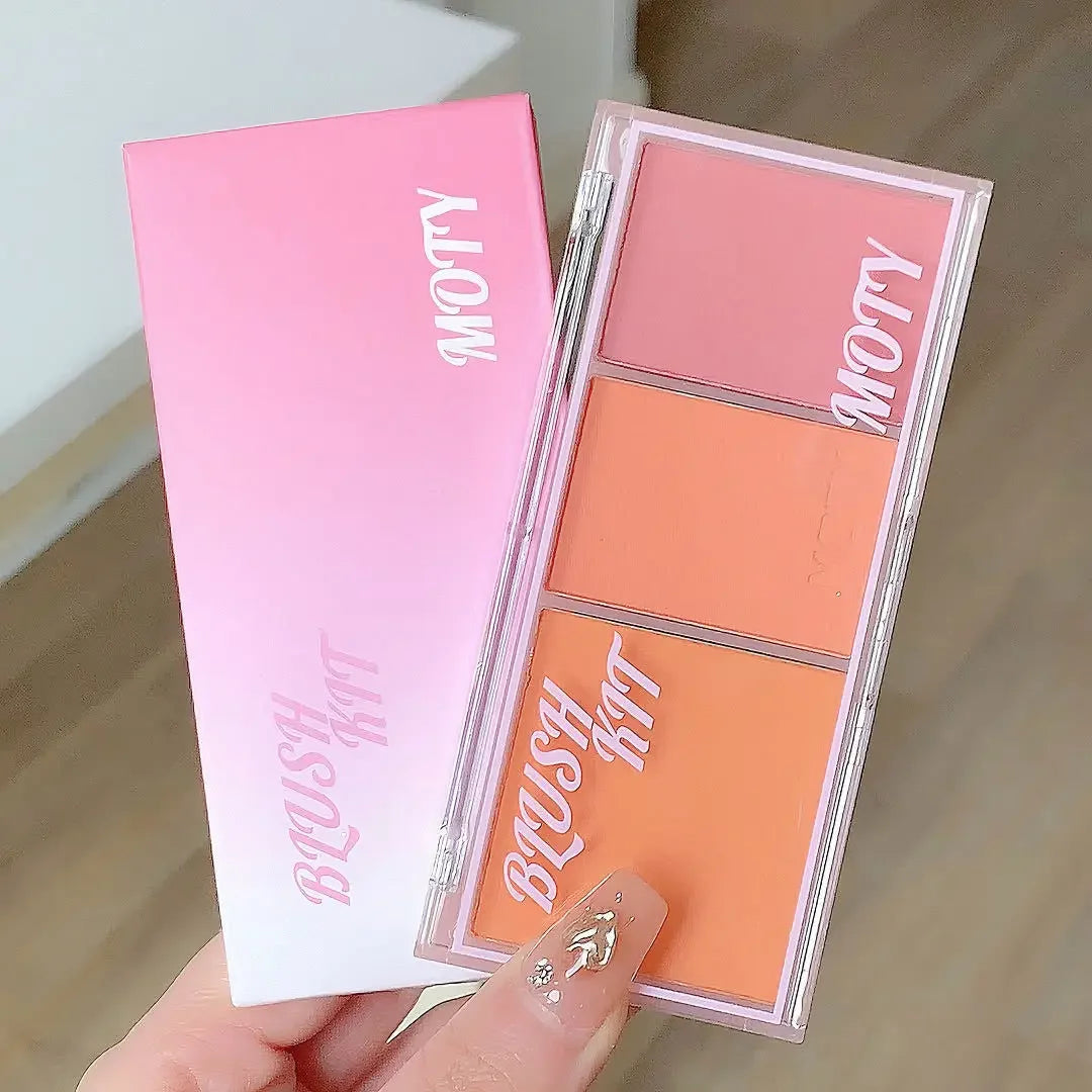 Pink Series 3 Colors Blush Makeup Palette Mashed Potato Texture Matte Cheek Tint Contour Shadow Blusher Cosmetics Rouge Powder