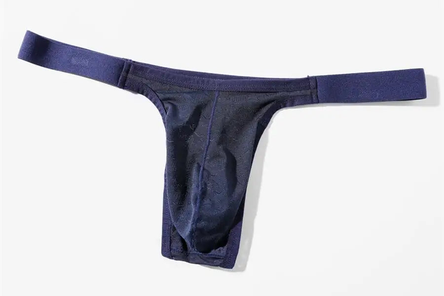 Men Thongs Sexy Underwear T-Back Underpants Breathable  Ice Silk Briefs Big U convex Pouch Thongs G-String Male Lingerie Panties