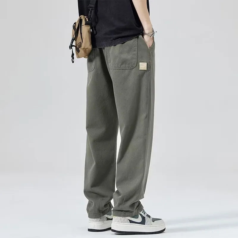 Spring Autumn Men's Loose Straight Leg Casual Sports Pants Trendy Brand Versatile Youthful Sle Long Pants Casual Trousers