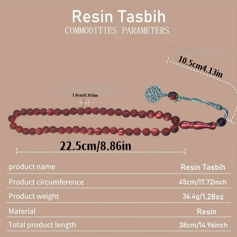 A men's bracelet with 45 pieces of 10mm Arab-style fashionable resin beads, suitable for all kinds of festivals and occasions