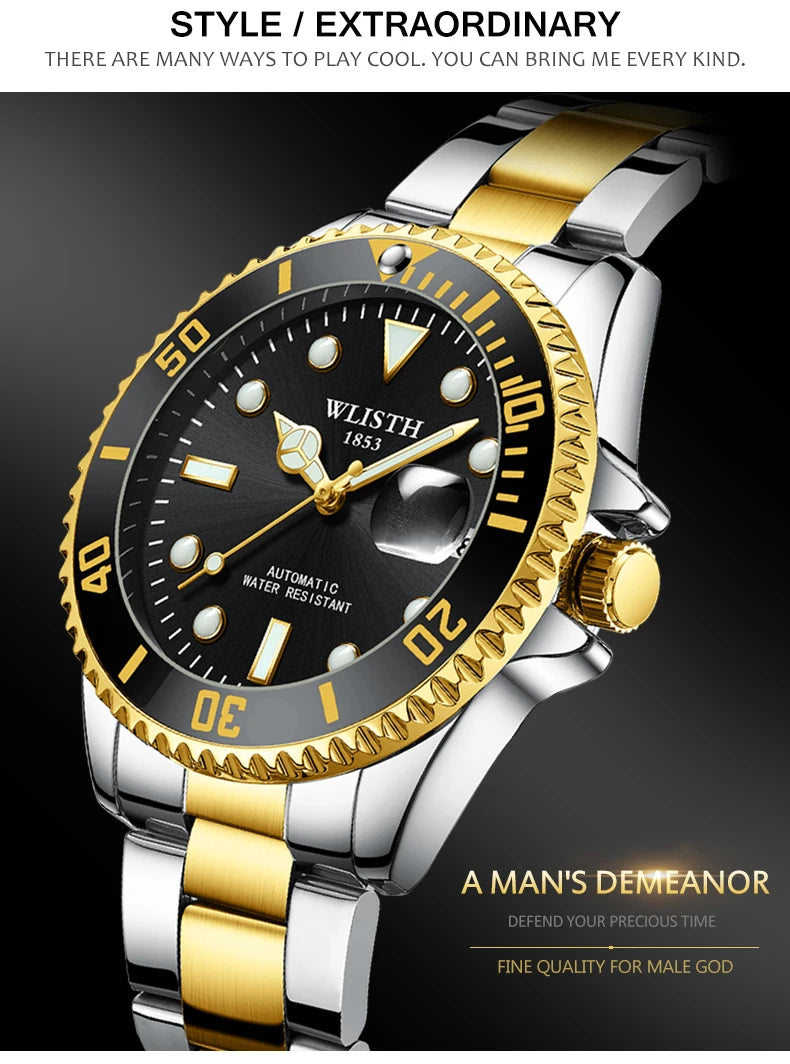 Automatic Mechanical Watch for Men Simple Business Stainless Steel Luminous Luxury Sports Mechanical Watch Man reloj hombre
