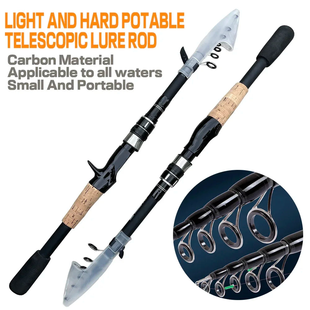 Bait Weight 8-25g Spinning Casting Rods Fishing Pole Tackle 1.5M/1.8M/2.1M/2.4M Telescopic Lure Rod Carbon Cork Wood Handle New