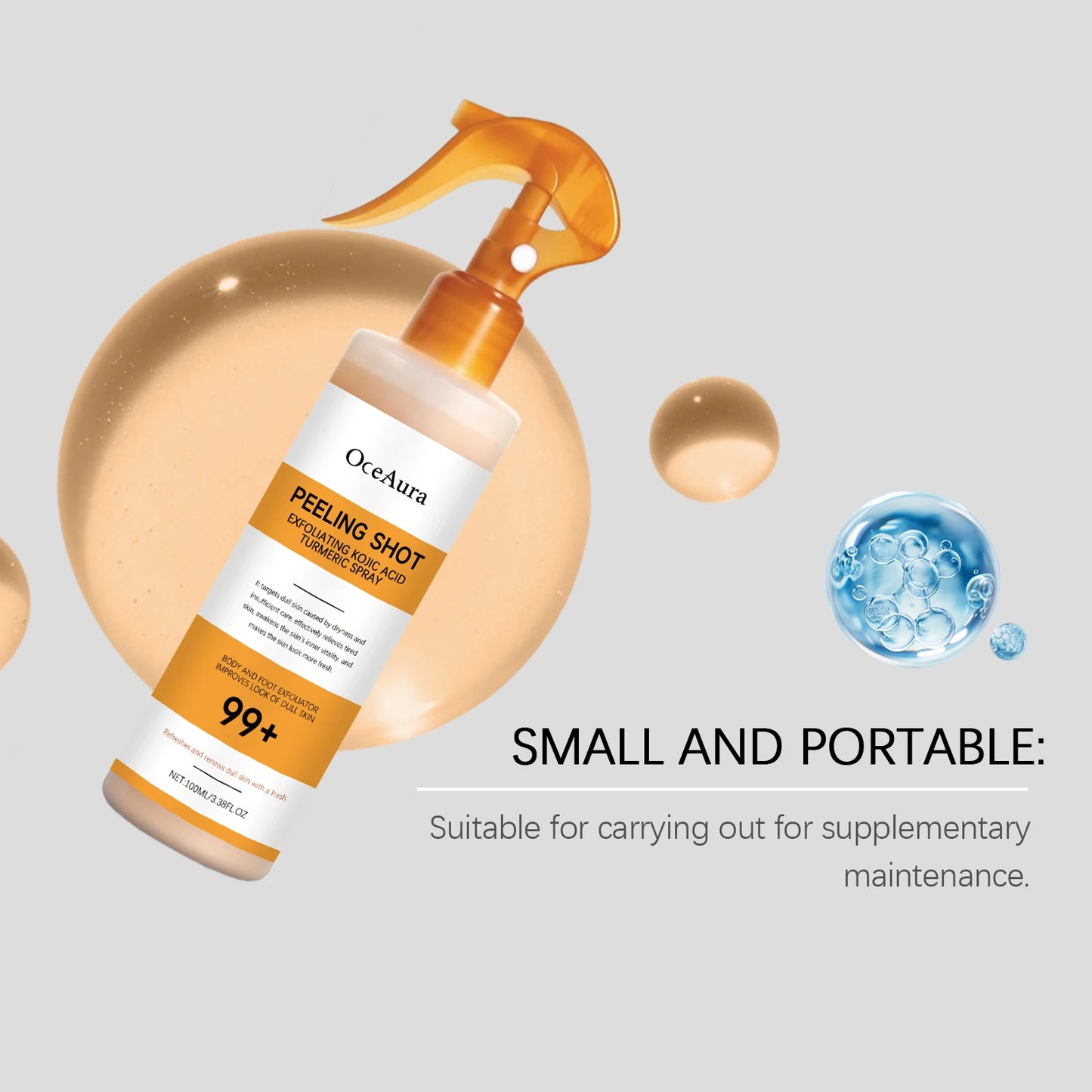 Kojic Acid Turmeric Spray and Serum Keratin Care Exfoliating Peeling Solution Nourishing Hydrating Skin Care Firmness