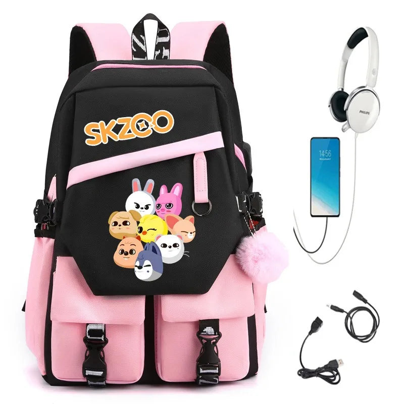 New StrayKids shoulder bag student backpack leisure bag travel backpack SKZOO School Bags Boys Girls Teens Bookbag