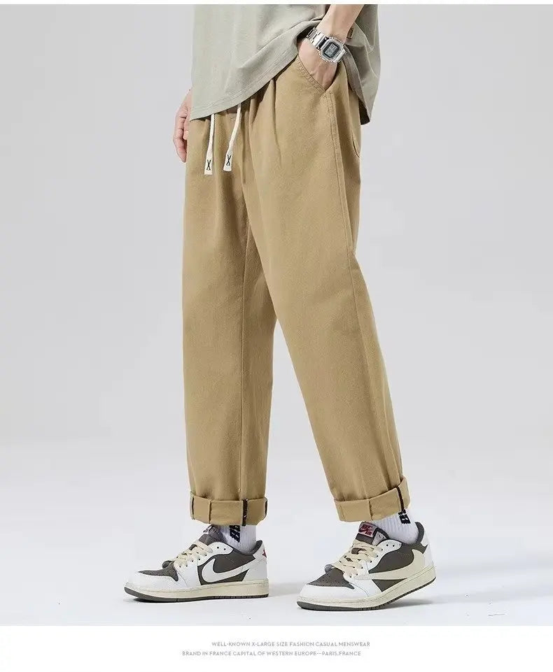 Spring Autumn Men's Loose Straight Leg Casual Sports Pants Trendy Brand Versatile Youthful Sle Long Pants Casual Trousers