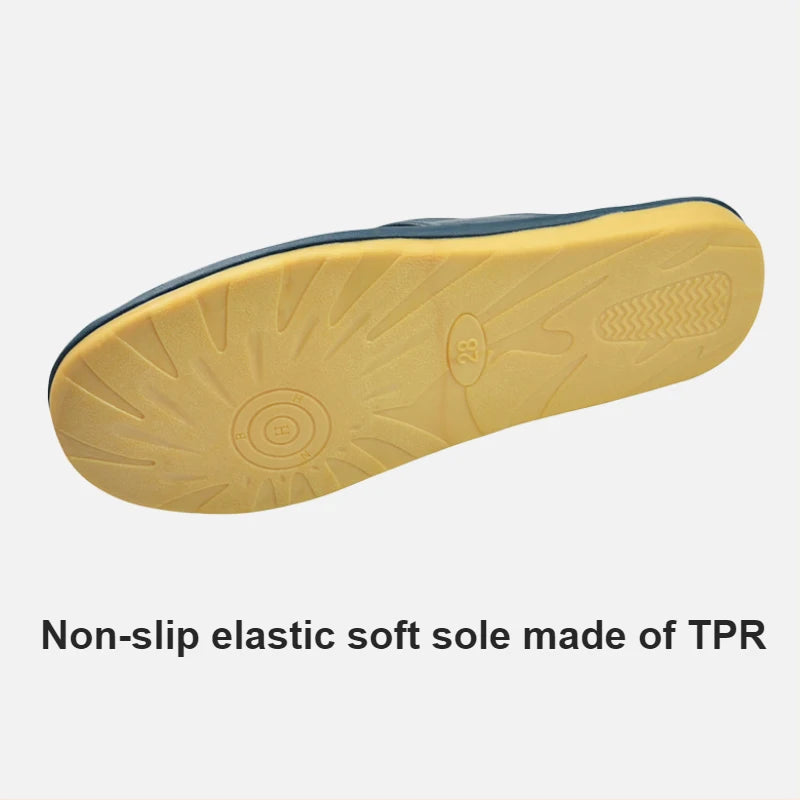 Genuine Cow Leather Slippers Homes in indoor slipper Spring Autumn summer men women elderly non-slip casual single Slides shoes