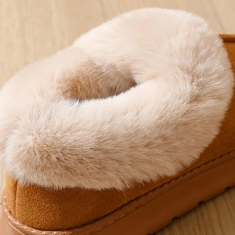 Women's Winter Slippers Non-Slip Outdoor Indoor House Shoes Plush Fleece Lined Warm Cotton Slippers For Women Platform Footwear