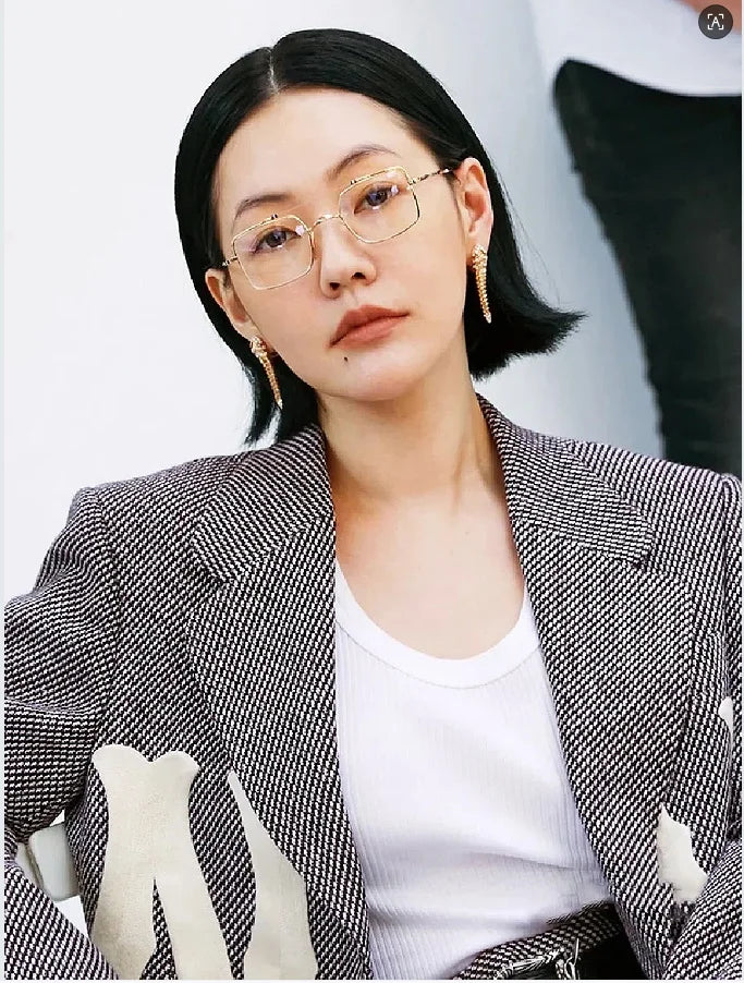 Double-beam Square Spectacle Frame TB909 Pilot Women's Glasses Frames Pure Titanium Eyeglass Frames Men's Glasses Frames Fashion