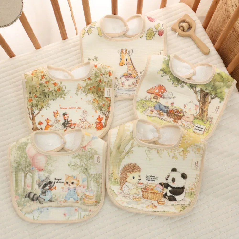 New Cotton Baby Bibs Adjustable Neck Baby Care Burp Clothes Washable Waterproof Eating Protector for Girls Boys