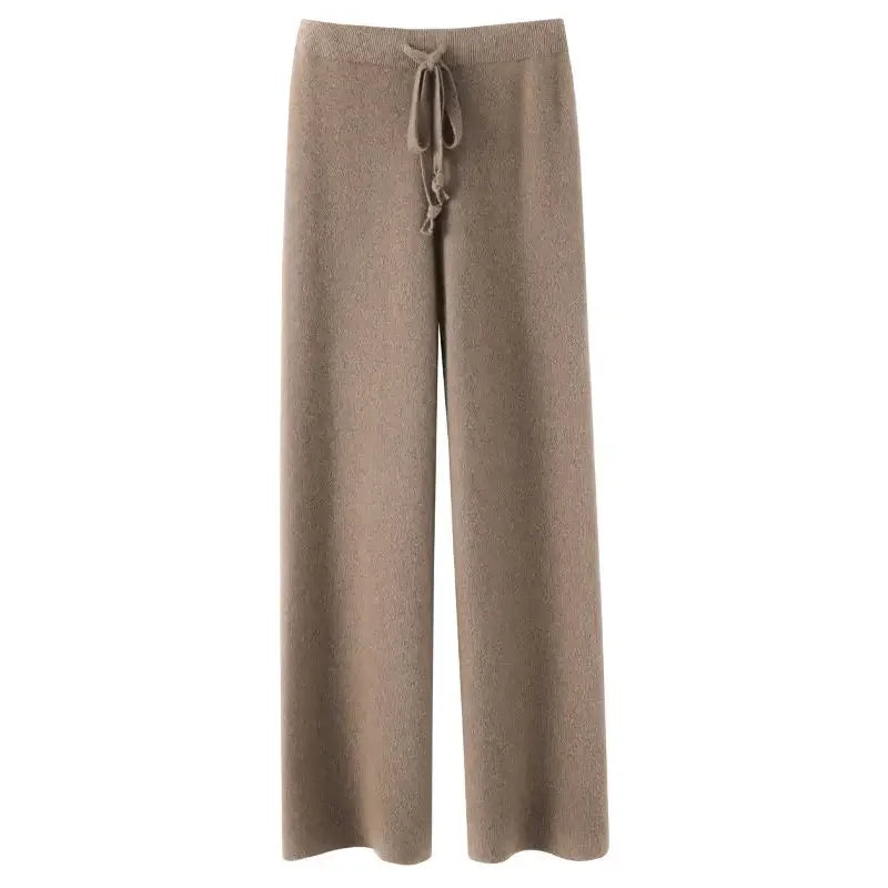 Soft Knitted Pants Women's Autumn/Winter Outerwear Hanging Knitted Wide Leg Pant White Floor Pants Straight Leg Pants