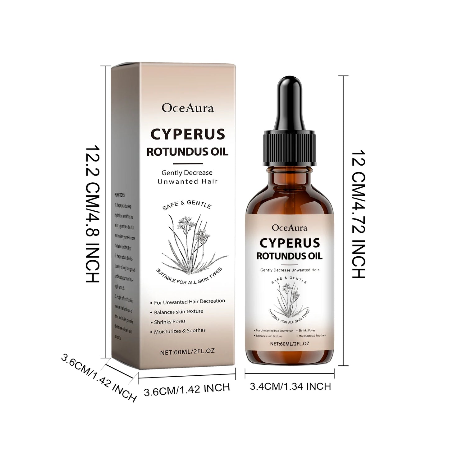 Pure Cyperus Rotundus Oil for Hair Removal Essence Reduce Armpit Arms Body Hair Inhibitor Shrink Pores Smooth Skin Care Serum