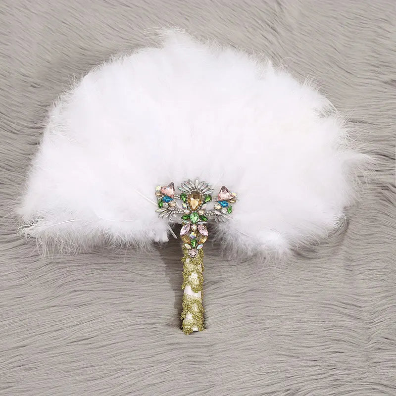 Western Wedding Bride Holding Fan, Big Round Feather Fan, Stage Performance, Dance Fan, Photography Prop, Wedding Supplies