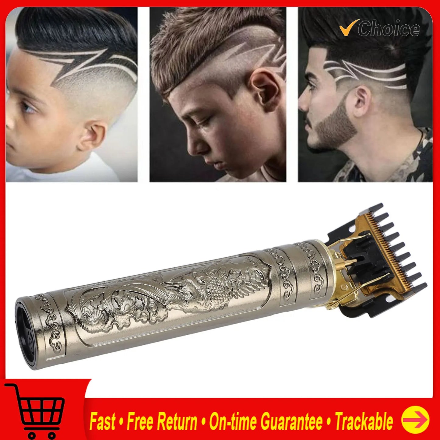 Hair Trimmer Set T Blade Smoothly Accurate Cutting Electric Hair Clipper Set with 4 Guiding Combs for Home Salon
