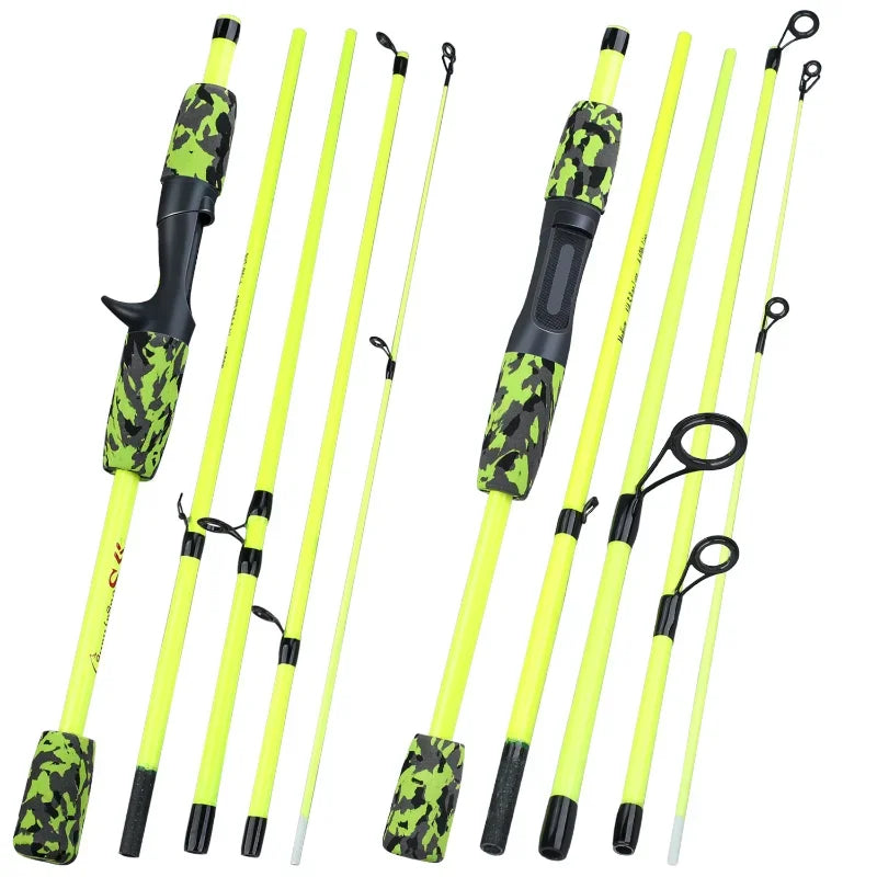 Sougayilang 5 Section Spinning Casting Fishing Rod 1.8M Ultralight Weight Carbon Fiber Poles for Travel Freshwater Fishing Pesca