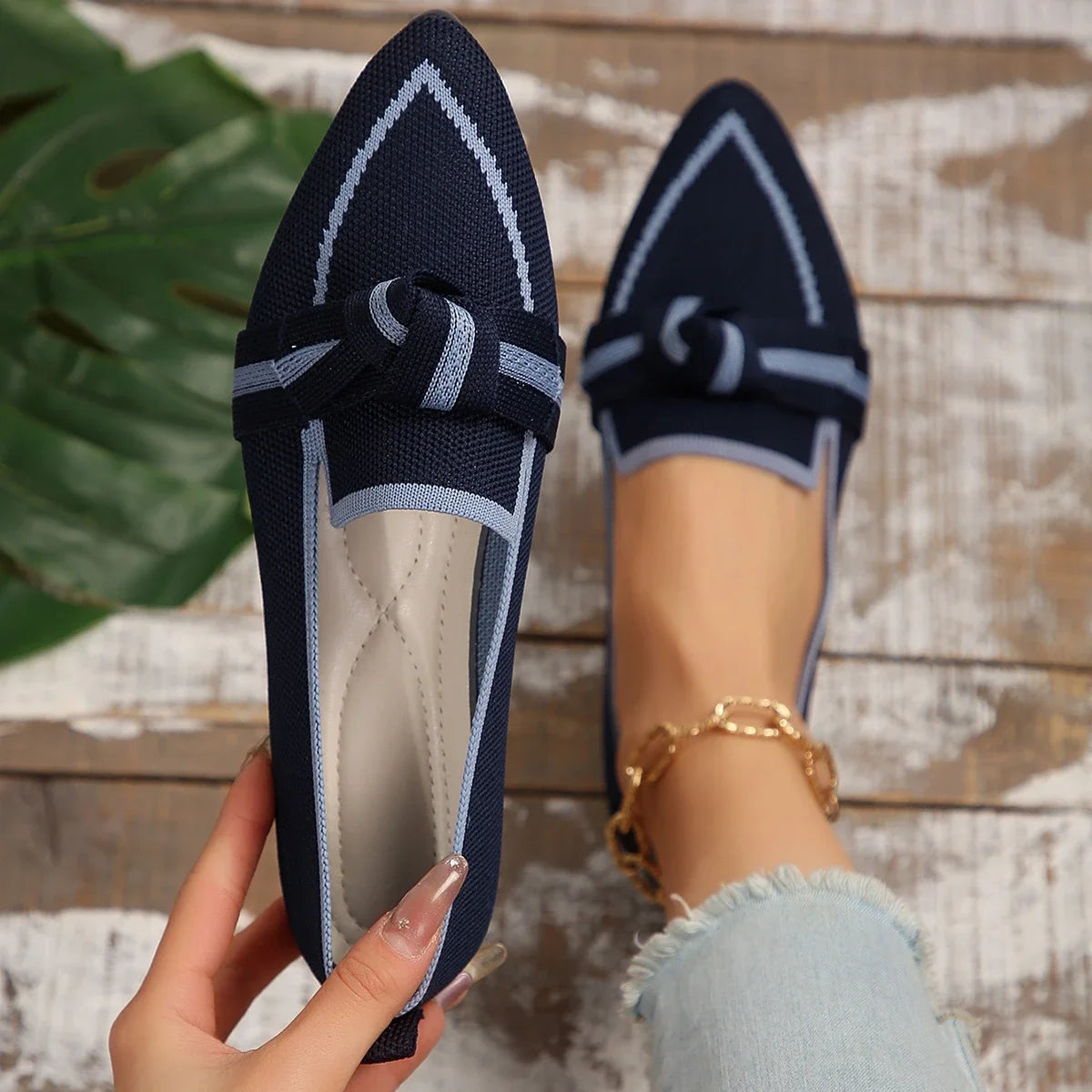 2024 Women Flats Walking Shoes Pointed Top Solid Color Loafers Mesh Breathable Shoes Comfortable Women Sneakers Zapatos De Mujer