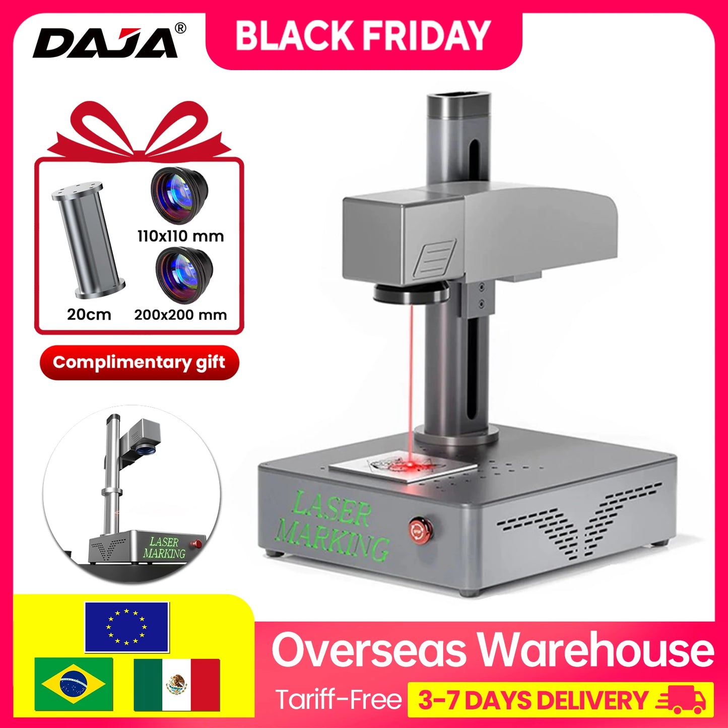 DAJA S4 Fiber Laser Marking Machine High Power Business Industrial Portable Engraver Engrave All Metal Jewelry Plastic Leather