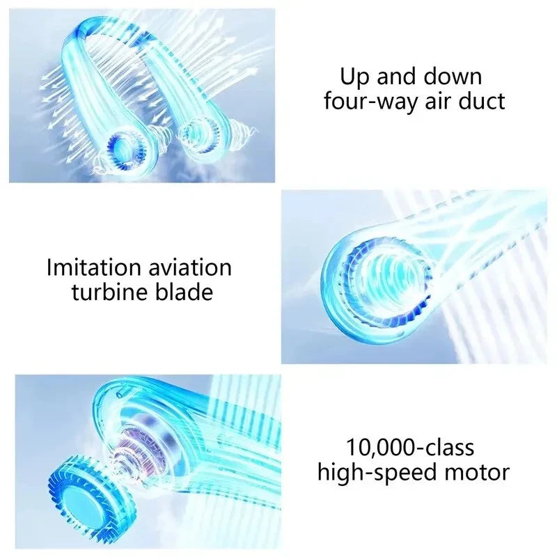Hanging Neck Fan Digital Display Power Ventilador Bladeless Neckband Fan Portable Mini Air Cooler USB Rechargeable Electric Fans