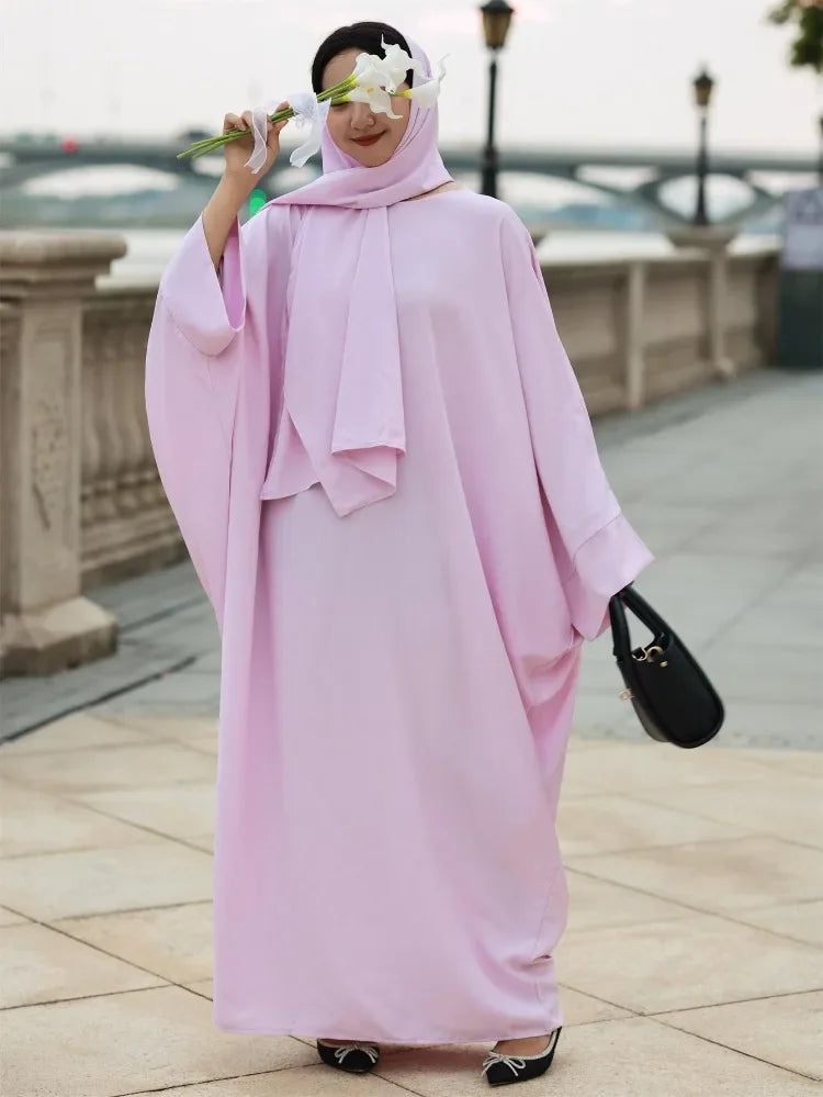 Islamic Clothing Ramadan Dress Muslim Abayas With Hijab 2 Pics Women Jilbabs Long Sleeve Modesty Maxi Dresses Loose Kaftans