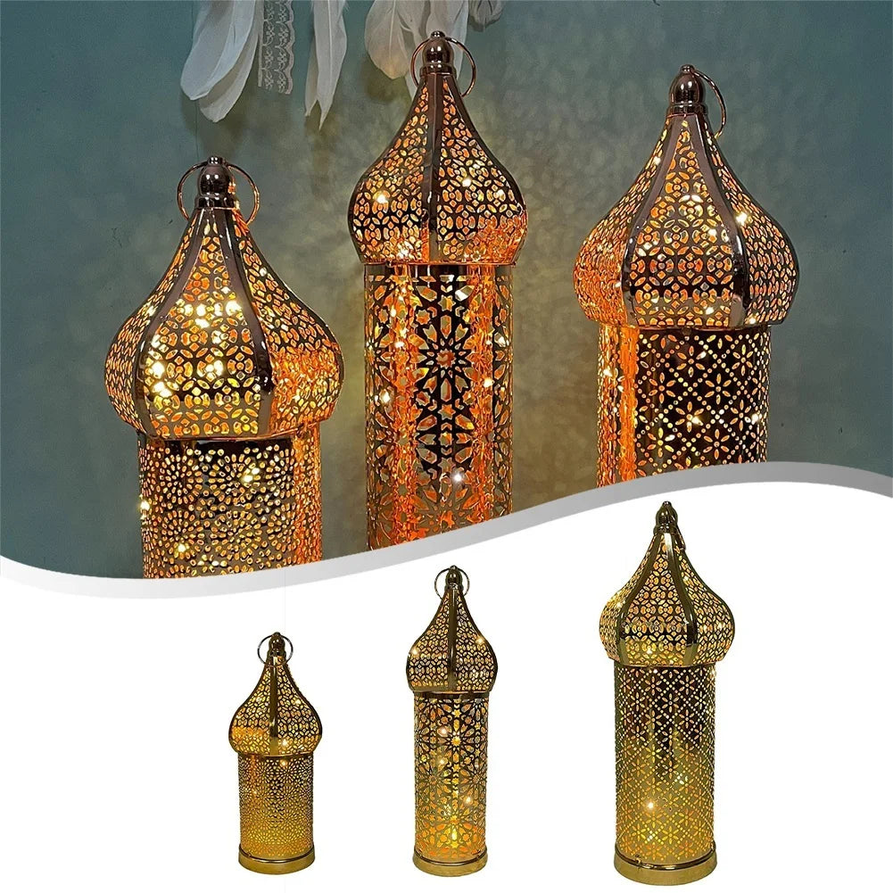 Home Décor Iron Ornaments Golden Hollow Light Ornaments Moroccan Ramadan Ron Lanter Table Decoration Widely Used Home Decoration