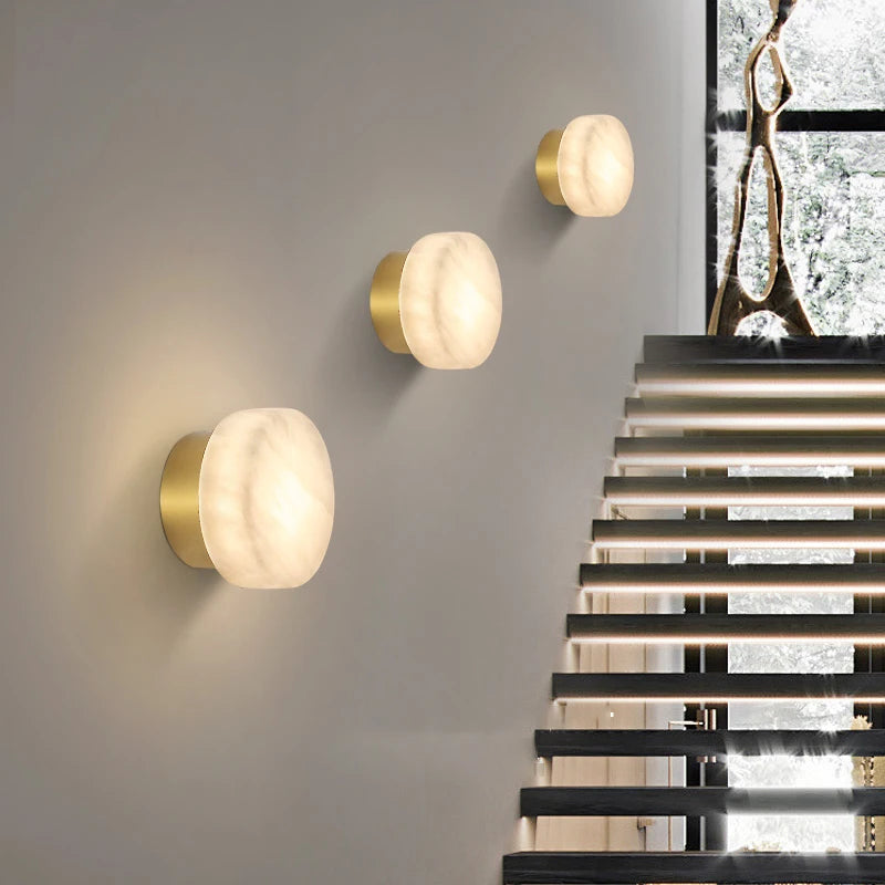 Natural Marble Wall Lamp French Style Background Wall Entryway Staircase Light Modern Indoor Bedside Hallway Lighting Fixture