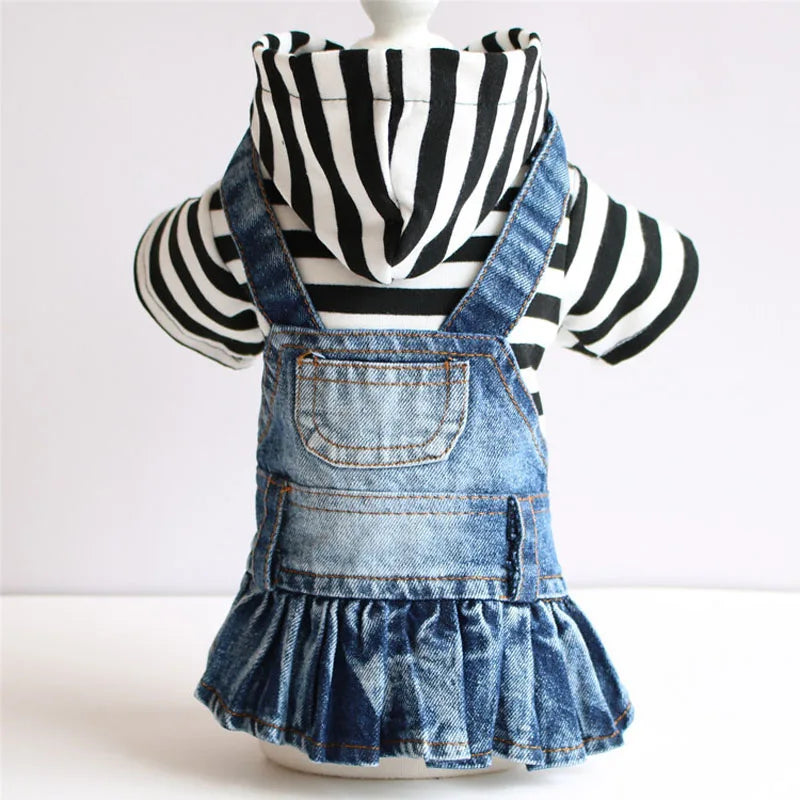Denim Skirt for Dogs and Cats, Cotton Clothes for Small Dogs, Puppy Hoodie, Skirt for Spring, Chihuahua, Yorkie Outfit