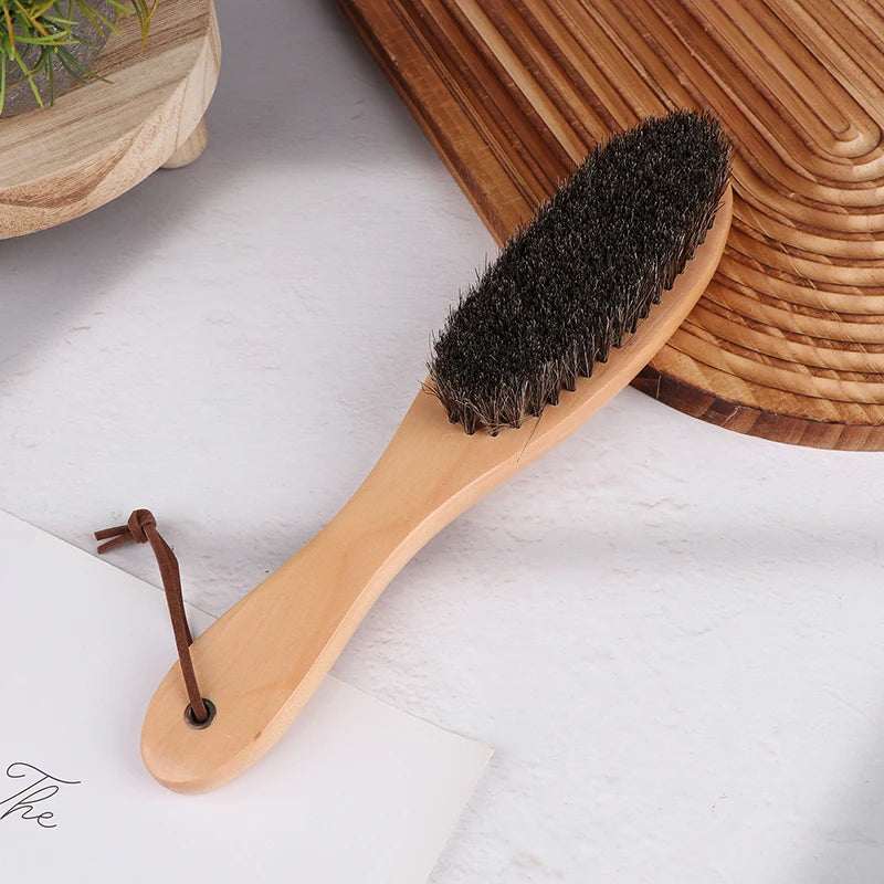 Horse Hair Cleaning Brush (Wooden Handle) - Soft Horsehair for Shoe Polish, Laundry & Anti-Static Care