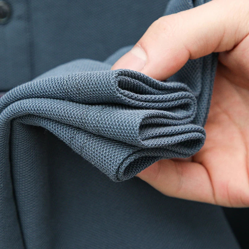 100% pure cotton men's short sleevedsolid color T-shirt summer new luxury brand business casual exquisite embroidery polo shirt