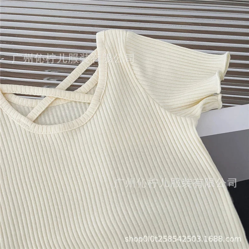 Summer Girls T-Shirt Kids Short Sleeved Thin Soft Tops Simple Solid Color Casual Children Clothing 2-6 Years Sweet Shirtthing